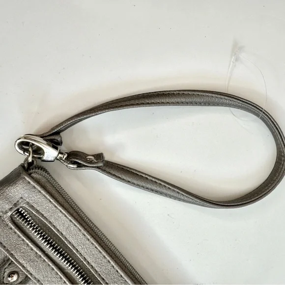 NICOLE MILLER NWT Gunmetal Grey Faux Leather Wristlet Wallet Combo NEW WITH TAGS - Picture 8 of 15